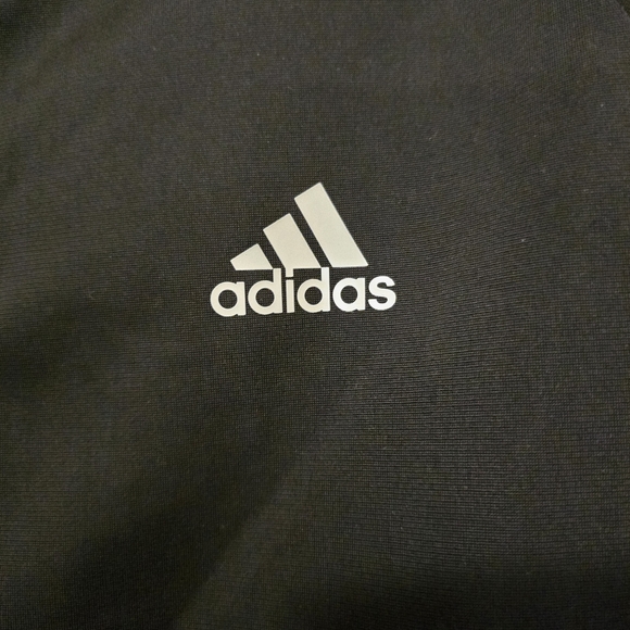ADIDAS Black Tack Jacket Unisex Zipup White 3 Stripe Longsleeves Size Medium - Picture 3 of 16